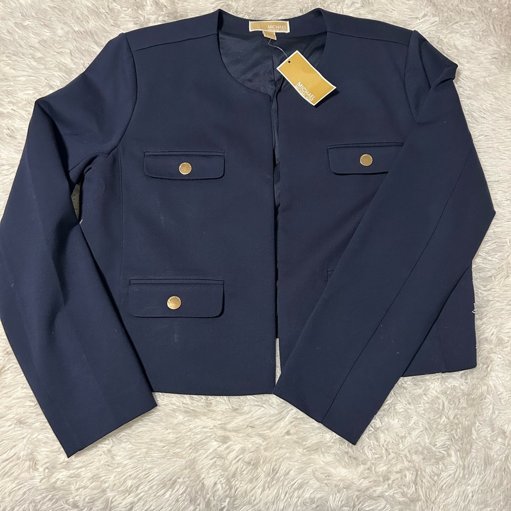 Michael Kors Dark Blue Jacket with Gold Accents